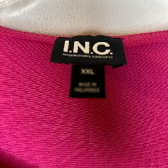 Inc Womens Top Size XXL long sleeve dark pink peekaboo vneck tunic - Picture 2 of 8